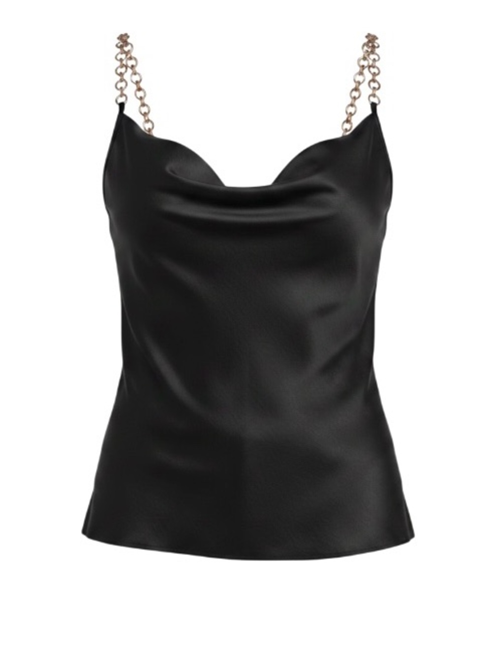 L'Agence Jasmina Satin Chain Straps Draped Scoop Cami Tank Top, Size M